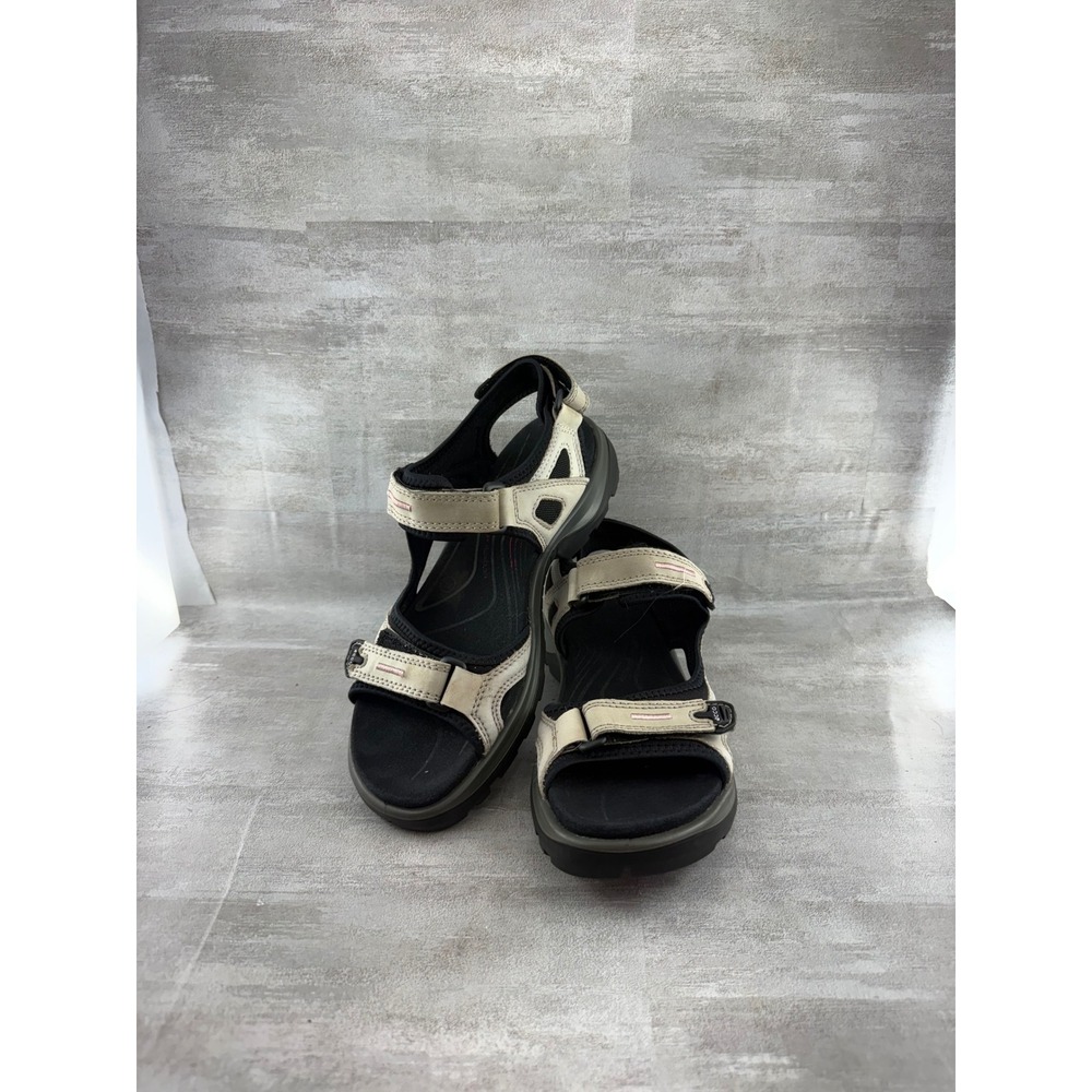 ECCO Offroad Women Sport Sandals Beige Black Leather Hiking Trail Size 40